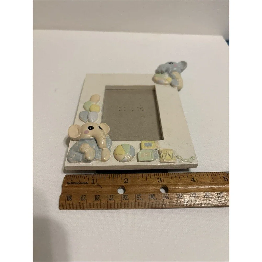 Baby Picture Frame 3D Elephant White Fits 2x3 Photo Baby Shower Infant Gift